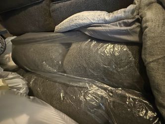 Gray Fabric Sofa with Cushions