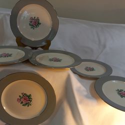 Set Of Six Brittany Rose Dinner Plates 