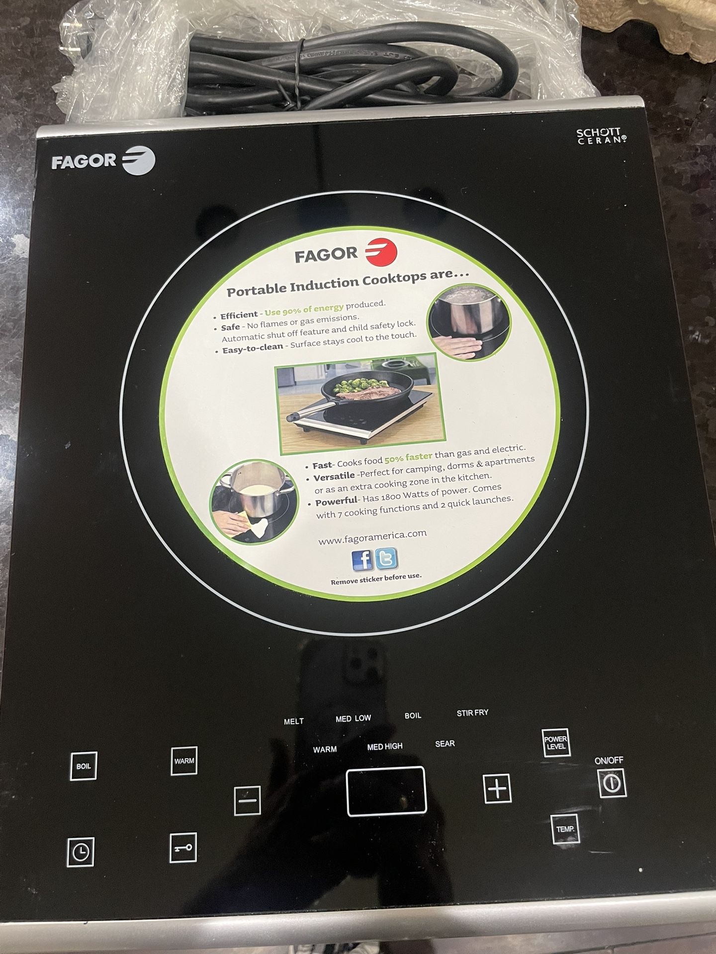 Never Used! Fagor portable induction cooktop