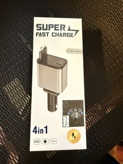 4-in-1 Retractable Car Charger USB Type C Cable - 120W Fast Charging Adapter with Dual USB Ports & Retractable Cable, Compatible with iPhone, Samsung 