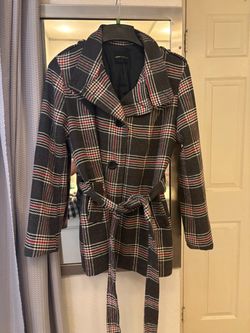 Poetry Clothing Plaid Belted Coat Size L