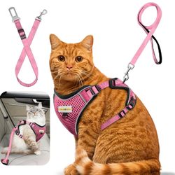Brandnew Cat Harness and Leash for Walking, Retractable Cat Harnesses and Leash Set(Chest 9.8”-15.75)
