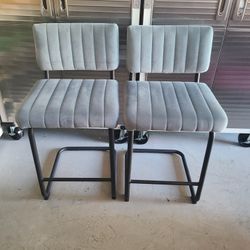 Velvet Backrest, 24Inch Solid Metal Legs Bar Stool Set of 2