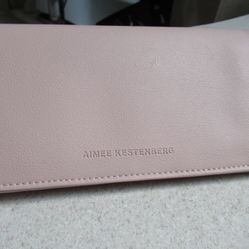 AIMEE KESTENBERG PINK LEATHER Bifold Credit Card Wallet Logo Gold Hardware
