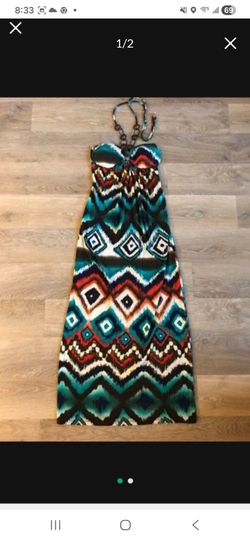 NEW Women Multiple Wear Halter Or Strapless Style Vacation Beach Casual Long Maxi Dress Size S