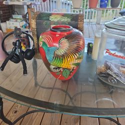 1940s Mexican Tonala Hand-painted Vase 