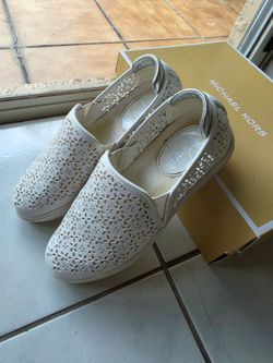 Michael Kors Keaton Laser Cut Slip On Sneakers White -