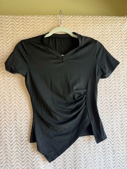 Black Short Sleeve Ruched Top