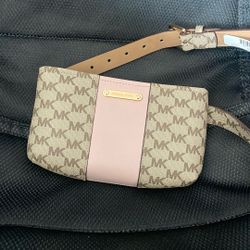 Michael Kors Signature MK Logo Belt Bag Waist Fanny Pack Brown/Tan/Pink