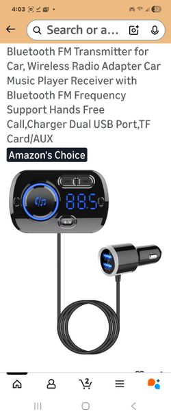 Gooinng Bluetooth FM Transmitter for Car, Wireless Radio Adapter Car Music Player Receiver with Bluetooth FM Frequency Support Hands Free Call,Charger
