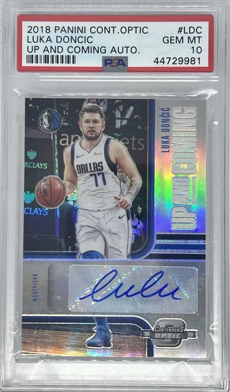 Luka Doncic Contenders Rookie Auto PSA10  Basketball Card