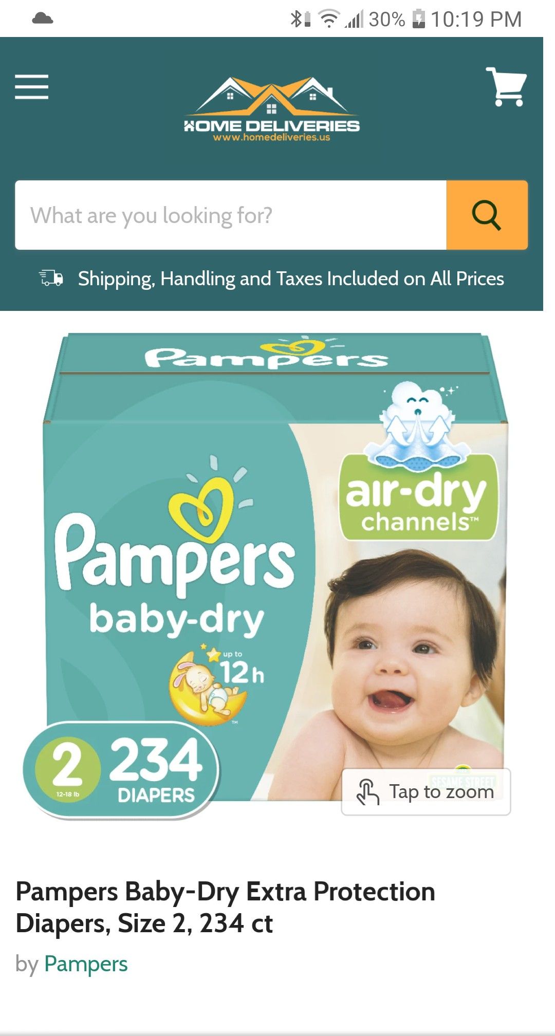 Pampers Baby dry size 2 234 count ( 1 in stock) Section Front Display