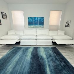 NEW COUCH CLOUD WHITE FABRIC POWER RECLINING 4PCS WITH USD CHARGE - FREE DELIVERY  