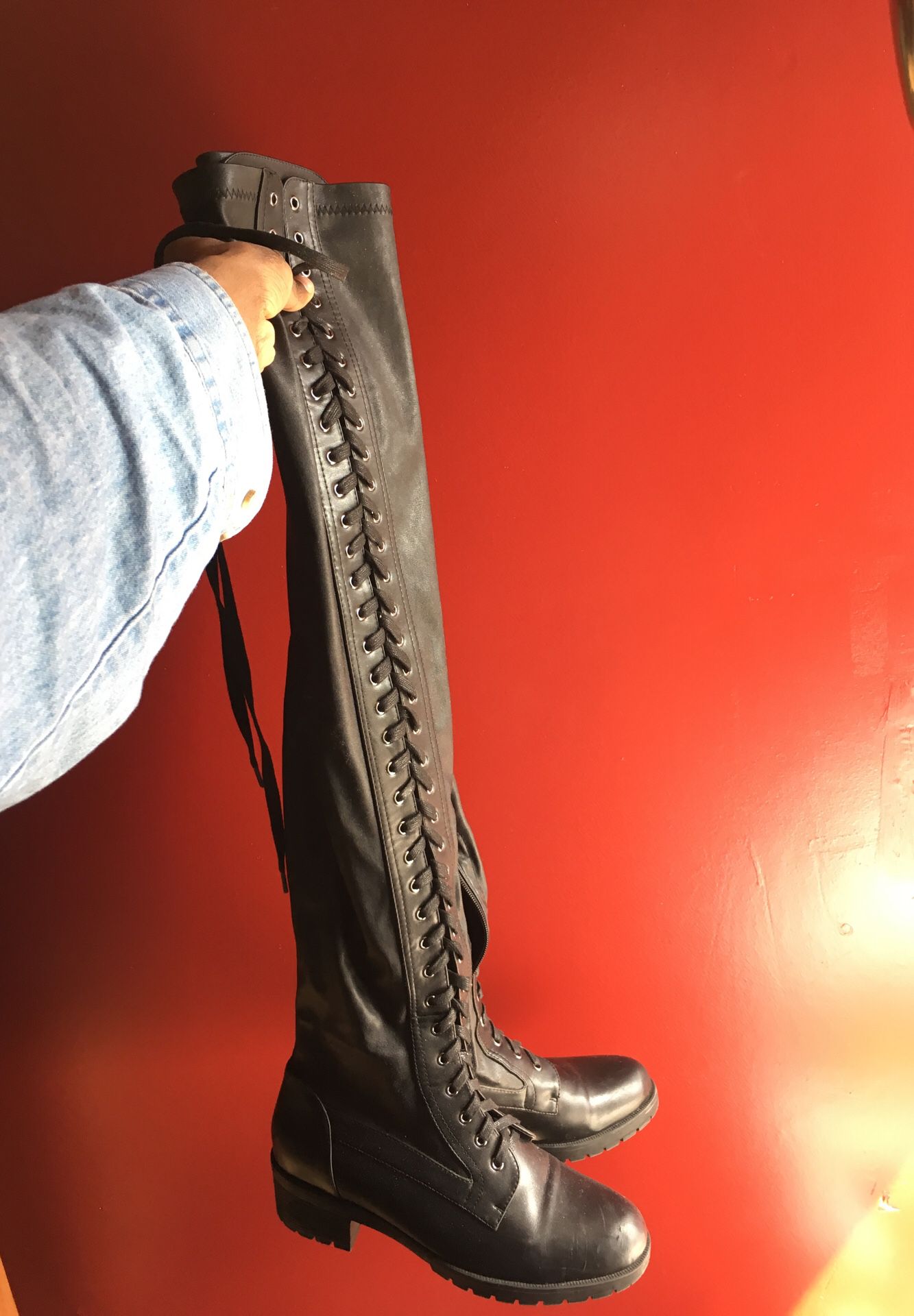 Thigh high combat boots size 10