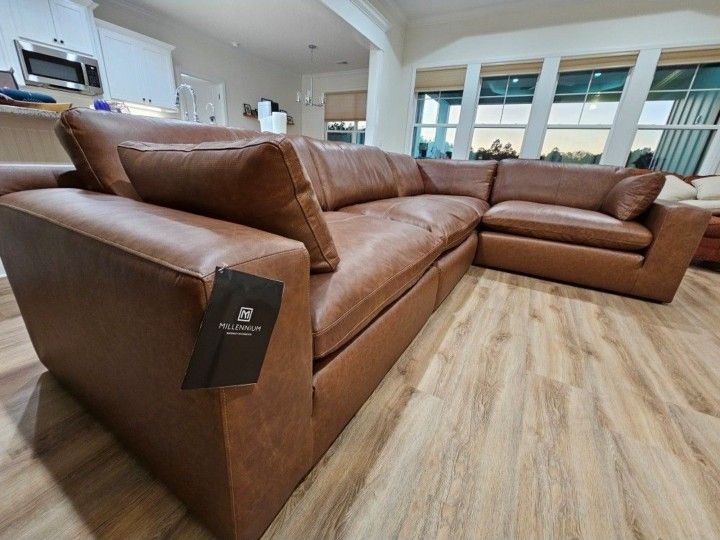 New Emilia Real Leather Sectional Sofa