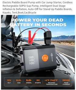 NEW ELECTRIC PADDLE BOARD PUMP WITH CAR JUMPER STARTER