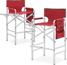 Red Tall Director Chair for Vendors & Makeup Artists, 31" Seat Height, 250 lbs Capacity