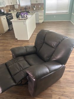 Leather love seat with leg rest