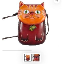 Genuine Leather Cat Purse Adds a Whimsical Touch To Any Outfit You Wear. 