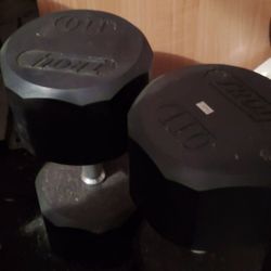 Troy 110 lb rubber HEX dumbells.