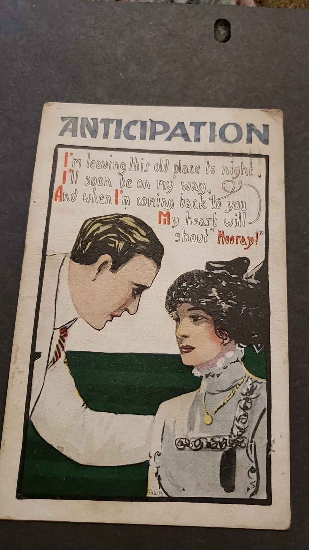VINTAGE POST CARD, POSTMARK 1913, 1 CENT STAMP