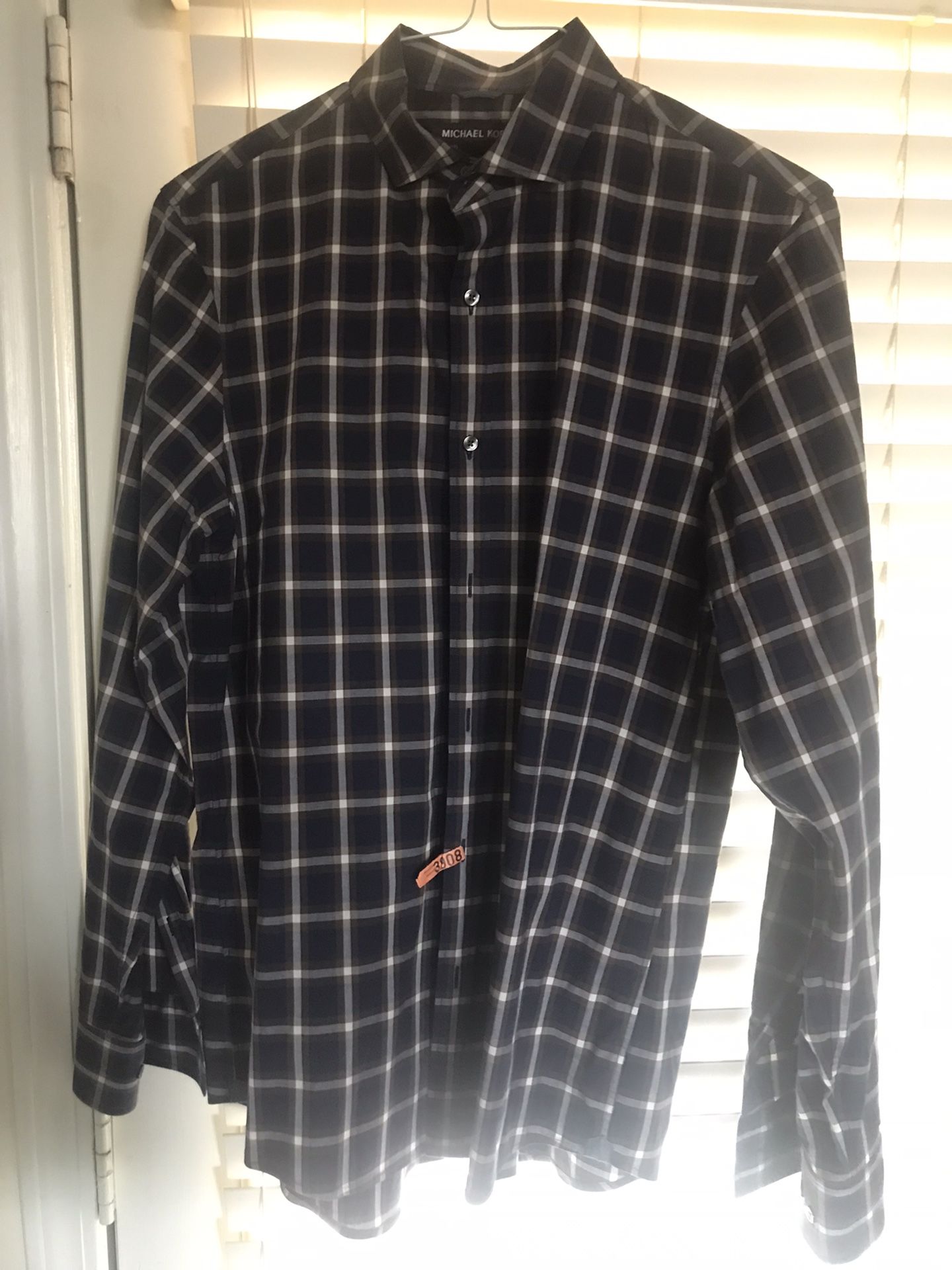 Nice Michael Kors Shirt Men's M Trim Stretch Long Sleeve Buttons Plaid