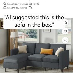 Brand New Dark Grey L-Shaped 3-Seater Sofa with Stool - Still in Box!