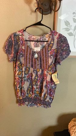 Boho Paisley Floral Short Sleeve Top