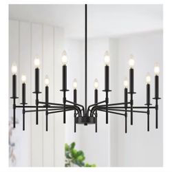 Modern Black 12-Light Chandelier
