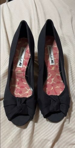 American Eagle AE Black Peep Toe Wedge Heels