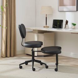 Black Armless Office Chair with Footrest