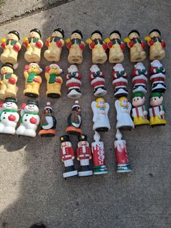 Vintage Christmas Blow Mold Figures Large Lot