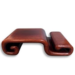 Antique Vintage Chinese Huanghuali Carved Curved Bent Wood Stand Scrolled Feet