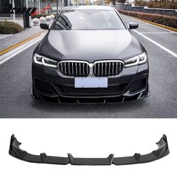 Fits 2021-2023 BMW 5 Series G30 M Sport IKON Style 3PCS Front Bumper Lip Gloss Black