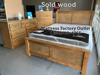 Queen Solid Wood bedframe & Comfort Mattress set