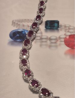 Bracelet Burmese Ruby 7.31 carats  and Diamond 2.94 carats Platinum Bracelet