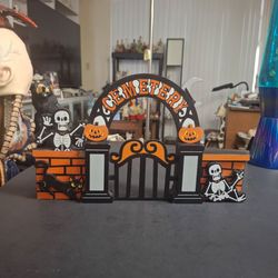 Hyde & Eek! Boutique Wood Cemetary Mini Mantle Halloween Decoration From Target 11.5"Wx7"H Good Condition
