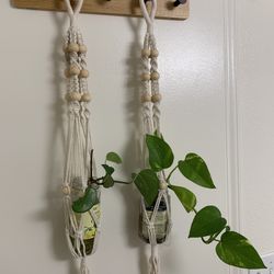 Two Matching Macrame Hangers 