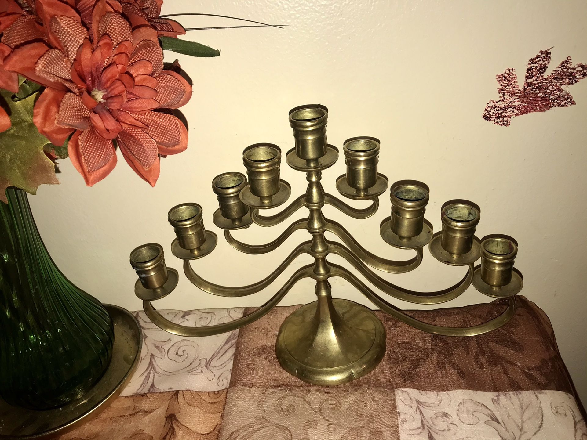 Antique Brass Menorah/candelabra/ Candle Holder