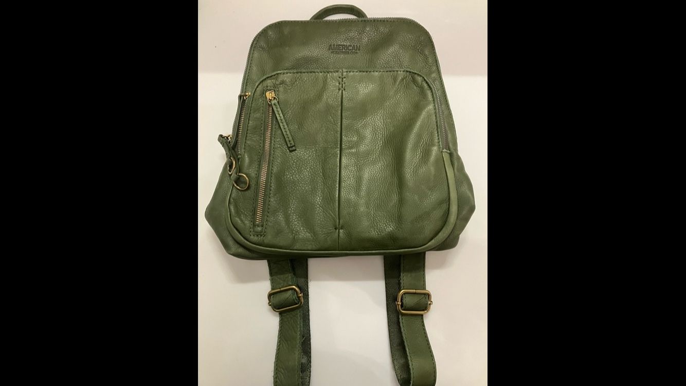 Olive Green American Leather Mini-Backpack