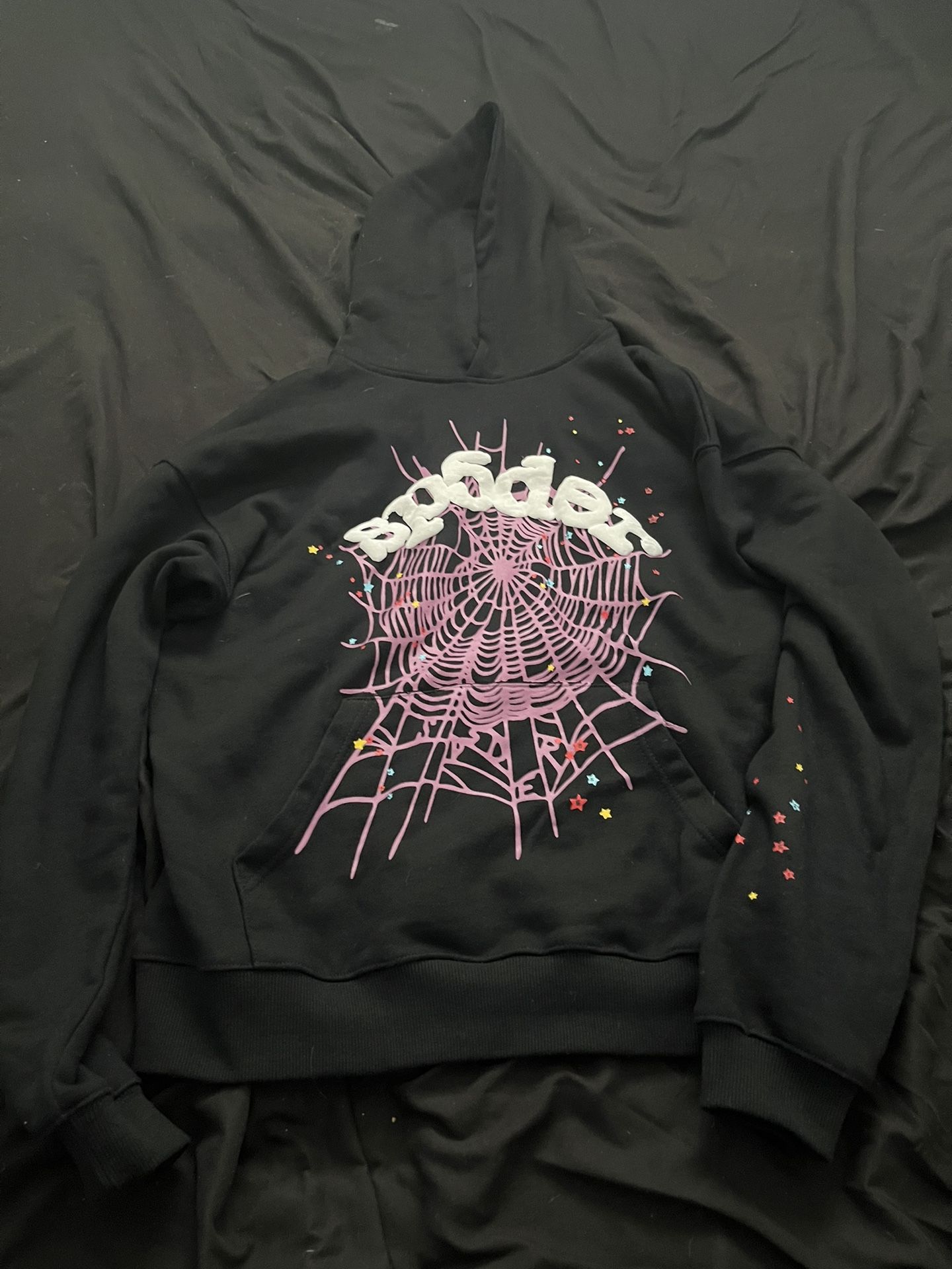 Sp5der Hoodie Black And Purple- Medium In Men