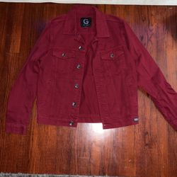 Burgundy Denim Jacket M