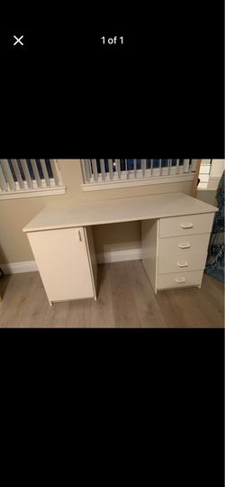 White desk with storage