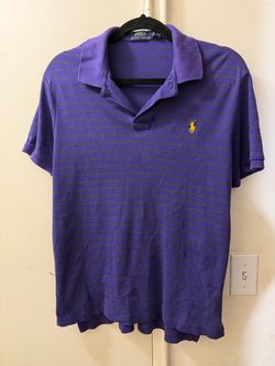 Purple Striped Polo Ralph Lauren Men's Polo Shirt Large
