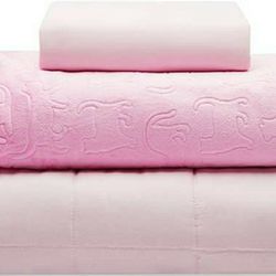 Thirdream Small Weighted Blanket for Kids 7lbs, 3 Pieces,41” x 60”, ,with 2 Removable Washable Covers, Soft Minky Cover and Ice Silk Cover, Pink, Twin