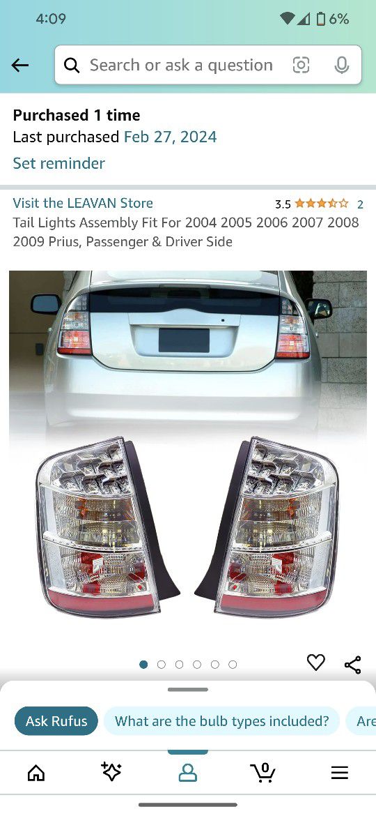 Tail Light Assembly For Prius Never Opened
