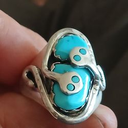 Effie C. Zuini Sterling Silver Turquoise Men's Ring Size 12