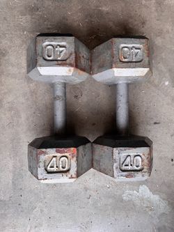 40 lb Hex Dumbbells Pair Cast Iron