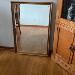 Beveled Mirror With Gold Leaf Frame