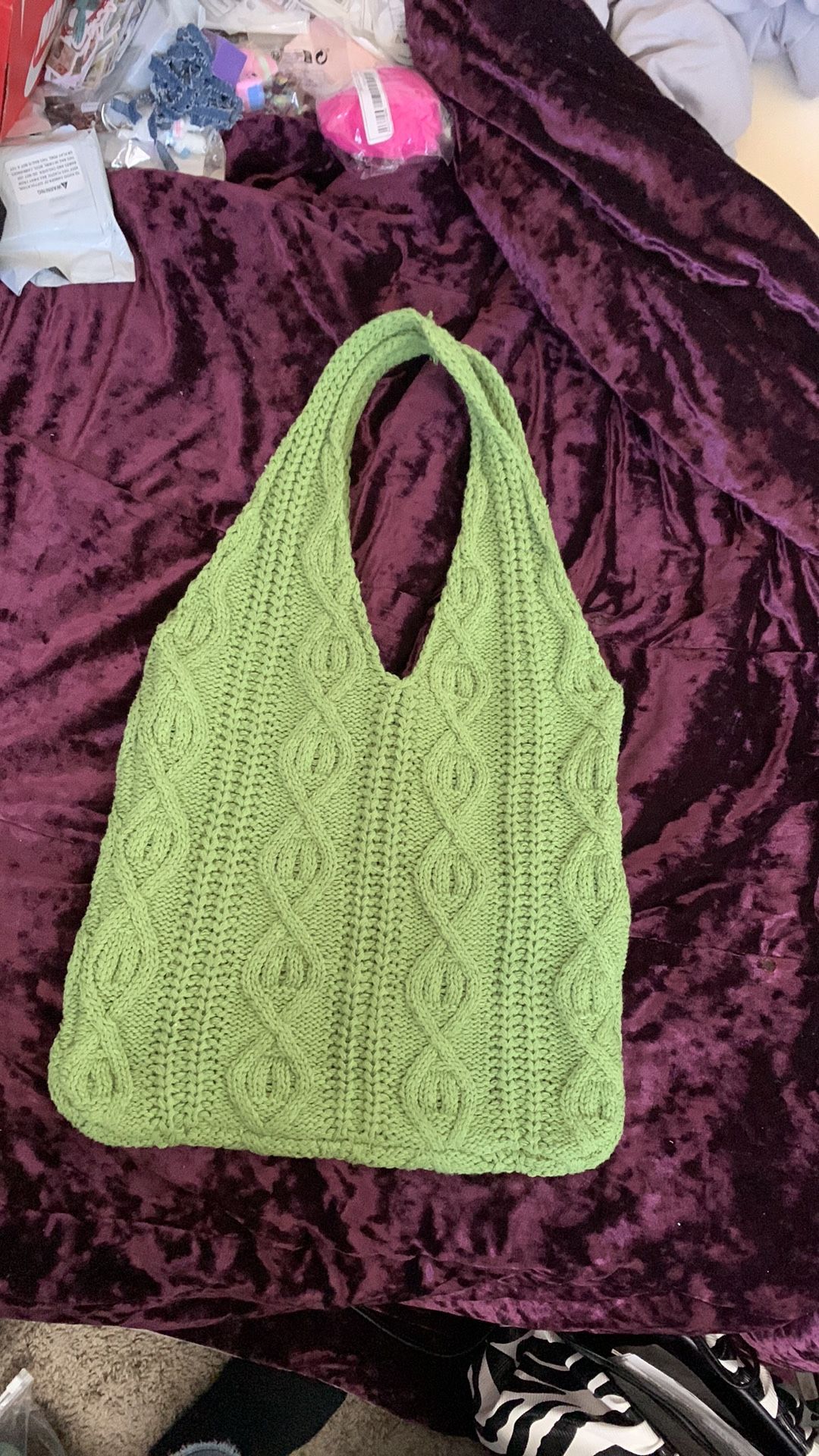 Olive Green Crochet Handbag